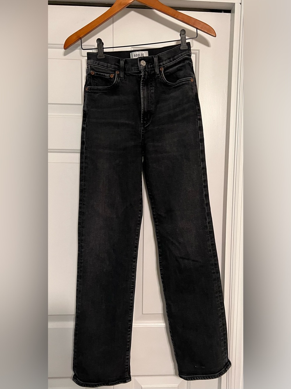 Agolde Black Harper Relaxed Straight Leg Stretch Denim Jeans EUC 24 #2764 - Picture 3 of 8